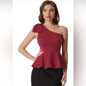 Allegra K Peplum One Shoulder Tops